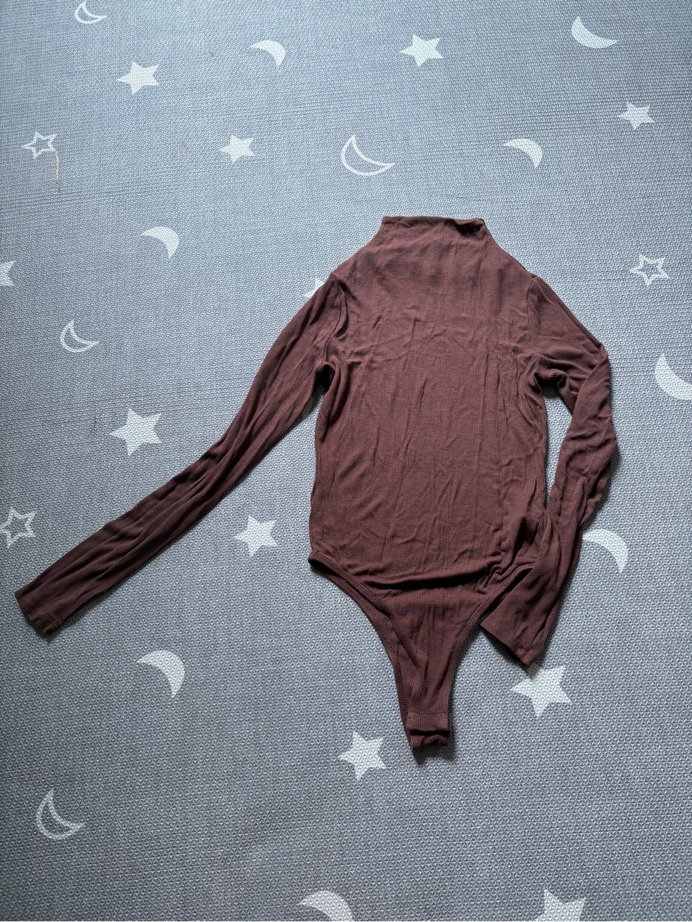 Shinestar Chocolate Brown Mock Neck Long-Sleeve Bodysuit